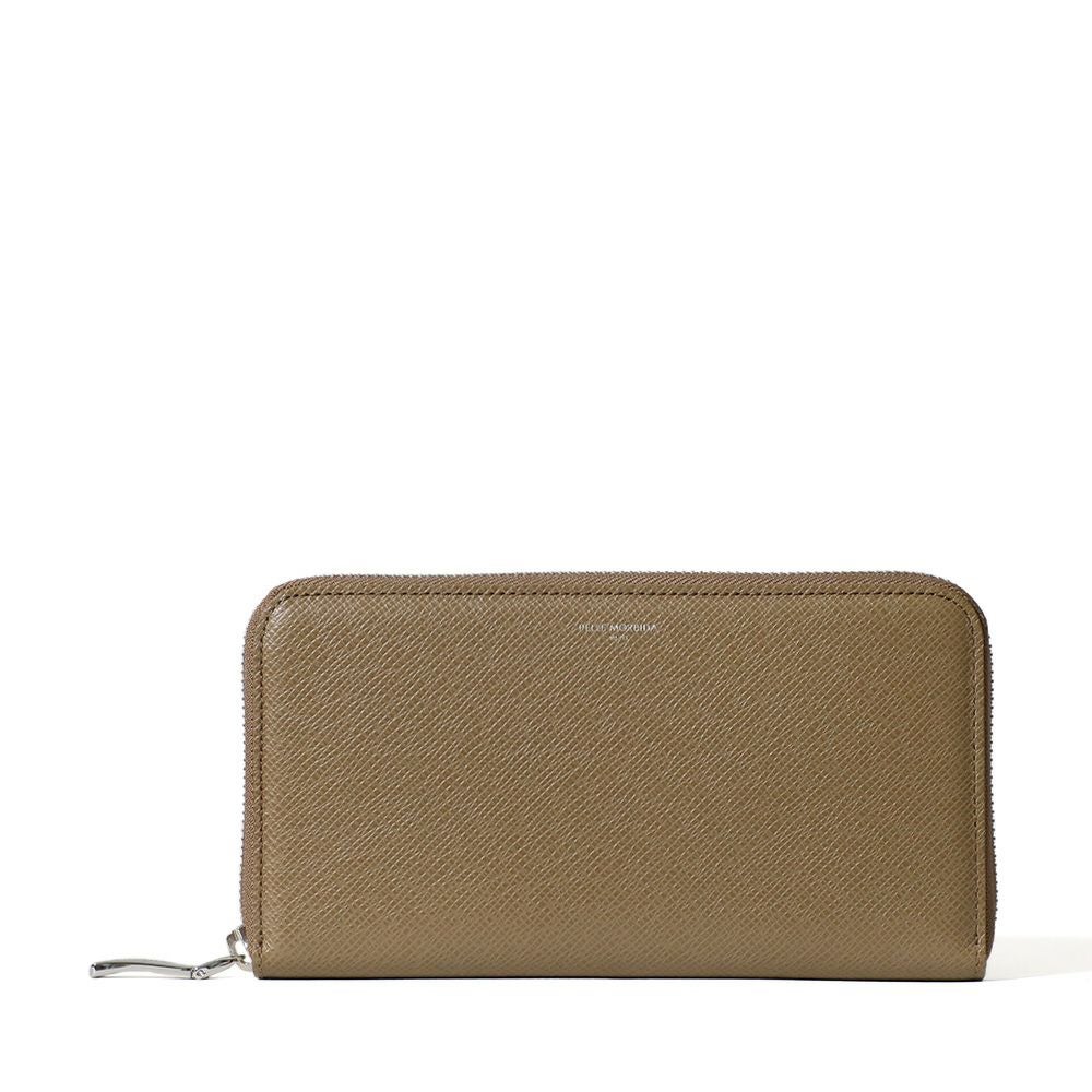 ラウンドジップウォレット（グレージュの正面）