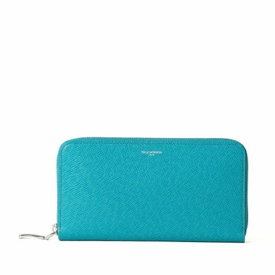 ラウンドジップウォレット（サックスの正面）