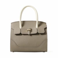 ハンドバッグ（ペールカーキ×アイボリーの正面）