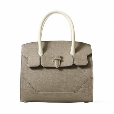 ハンドバッグ（ペールカーキ×アイボリーの正面）