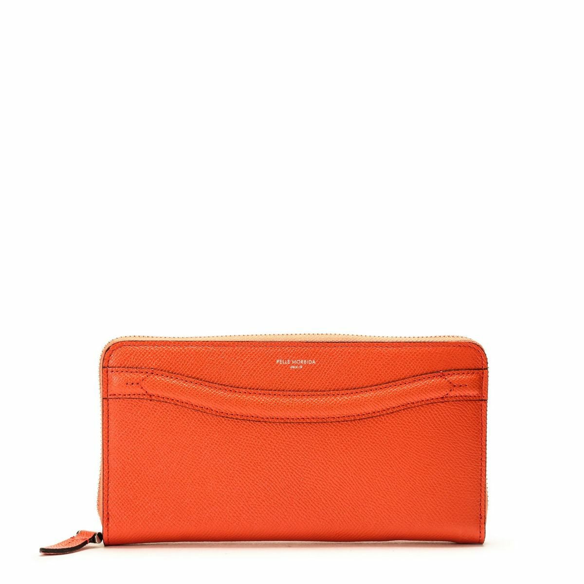 ラウンドジップウォレット（オレンジの正面）
