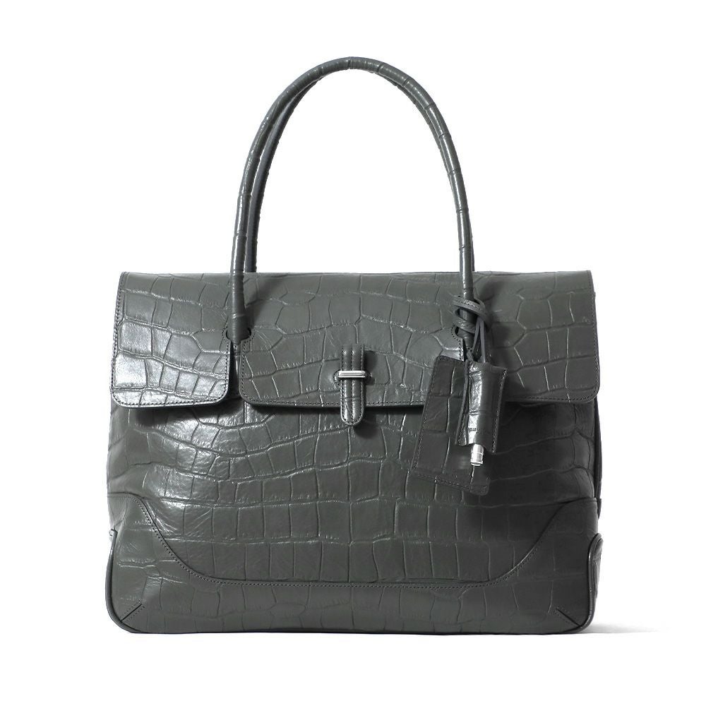 フラップトートバッグ（チャコールグレーの正面）