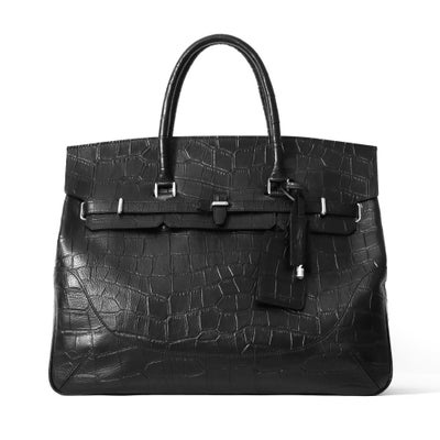 フラップボストンバッグ(ブラックの正面)