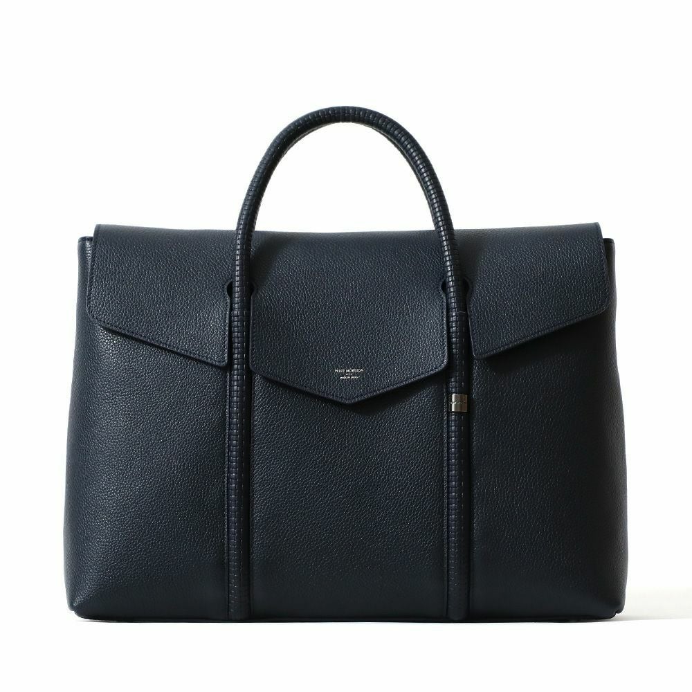 フラップビジネスバッグの正面（ネイビー）