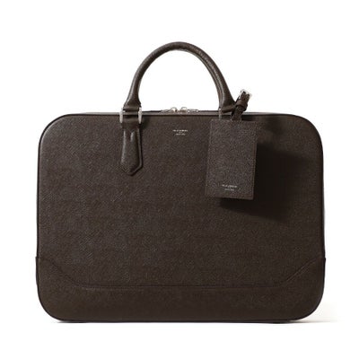 スリムブリーフバッグの正面（ダークブラウン）