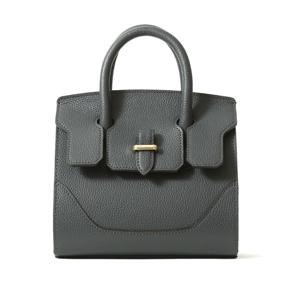 ミニボストンバッグの正面（チャコールグレー）