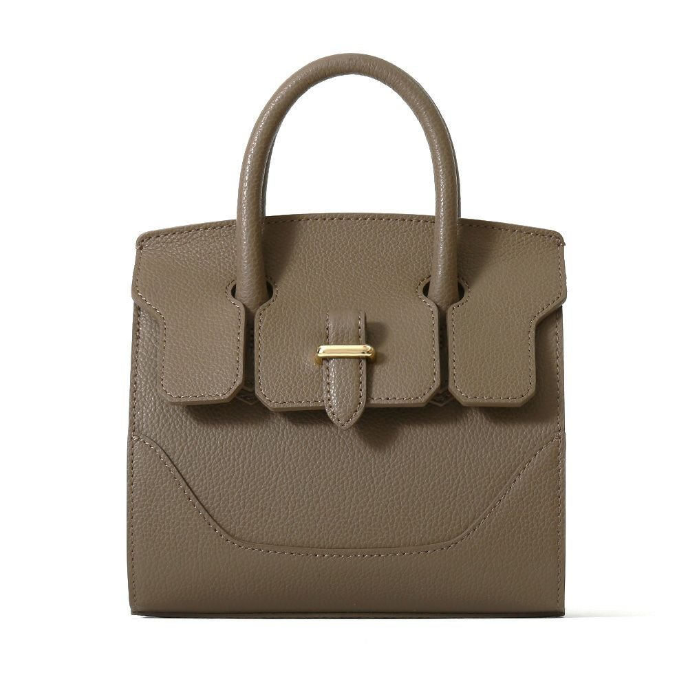 ミニボストンバッグの正面（グレージュ）