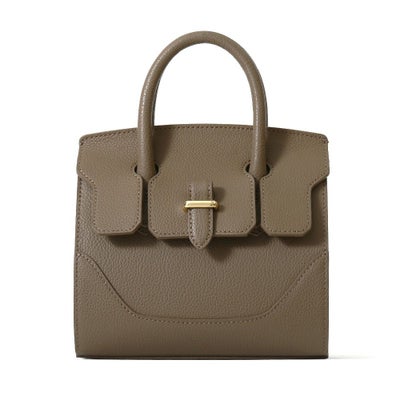 ミニボストンバッグの正面（グレージュ）