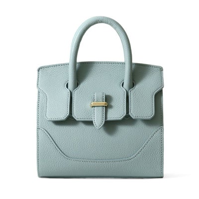 ミニボストンバッグの正面（ペールブルー）