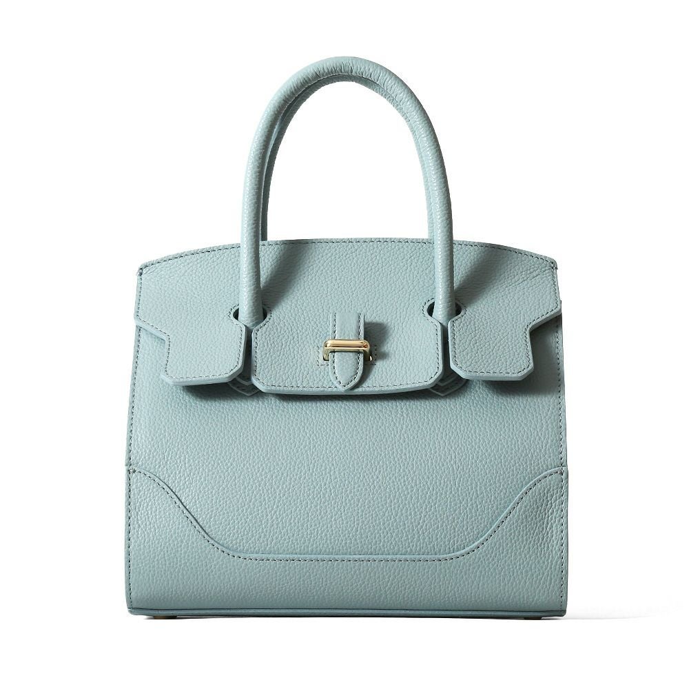 ミニボストンバッグの正面(ペールブルー)