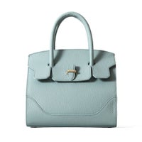 ミニボストンバッグの正面(ペールブルー)