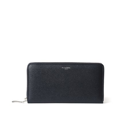 ラウンドジップウォレットの正面(ネイビー)